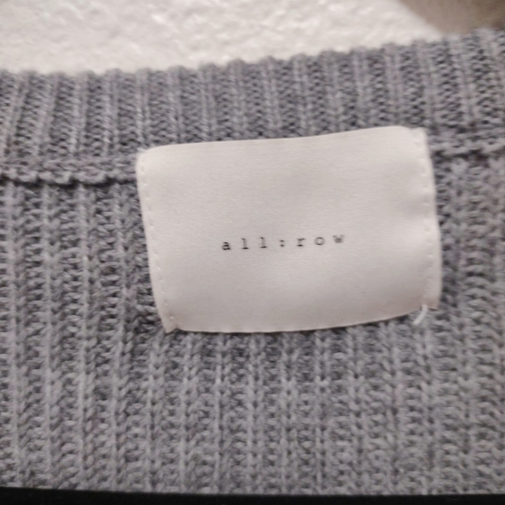all:row Gray Crew Neck Fringe Bottom Sweater Large - Picture 3 of 6